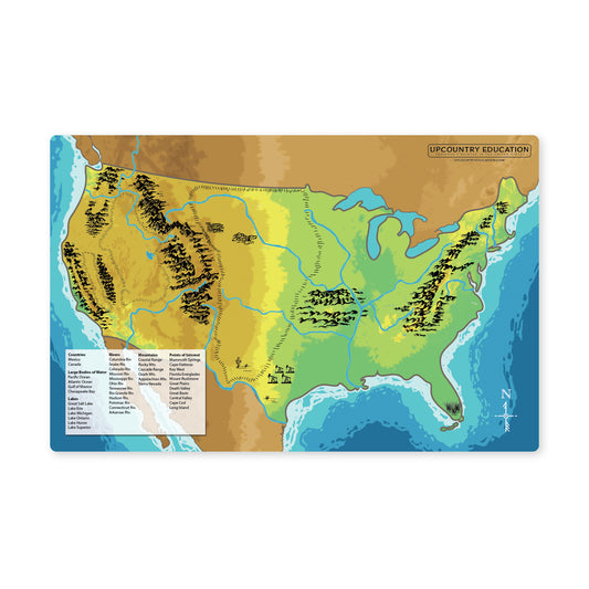 US Geography Laminated Map